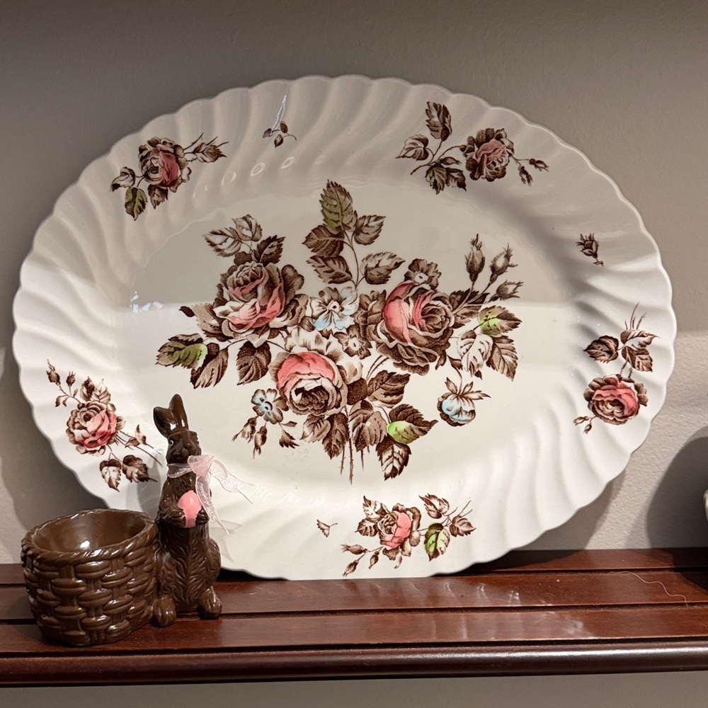 Johnson Brothers Rose Pattern Dinnerware - Pink and Brown/Sepia tones